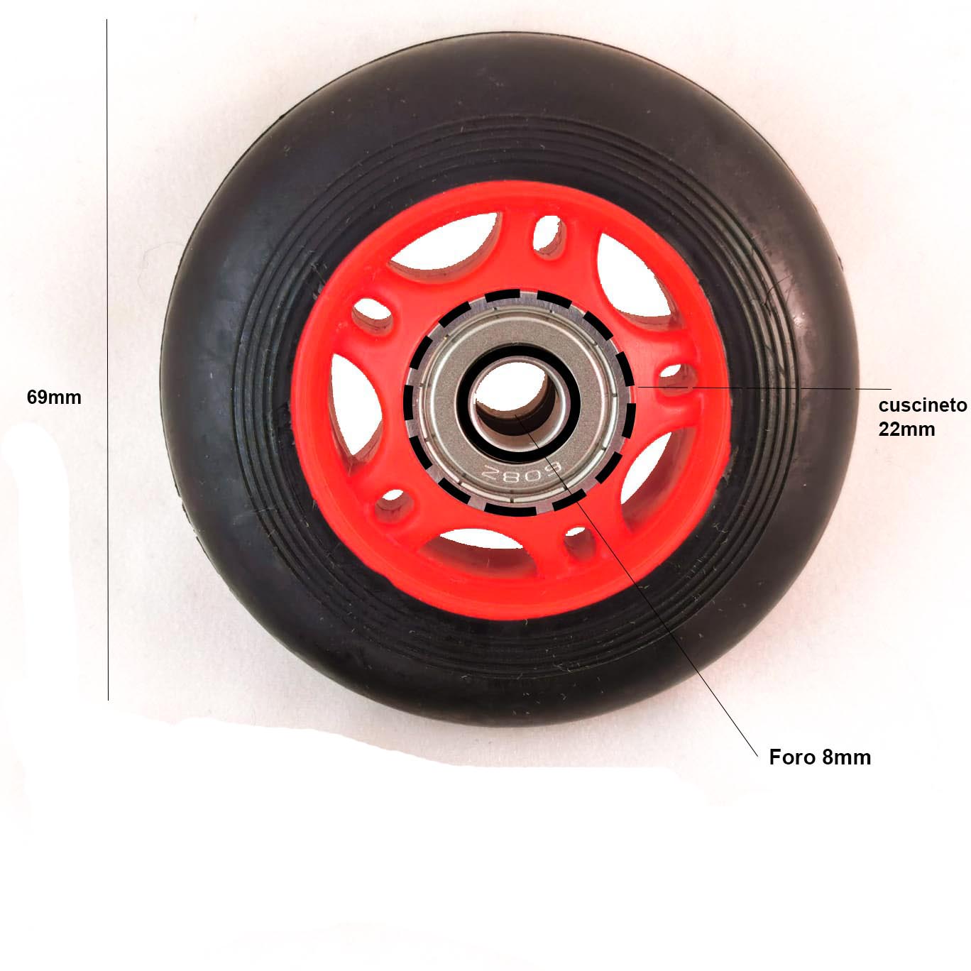 RUOTA IN GOMMA RICAMBI PER BIKE SPINNING STRIDING ROSSA