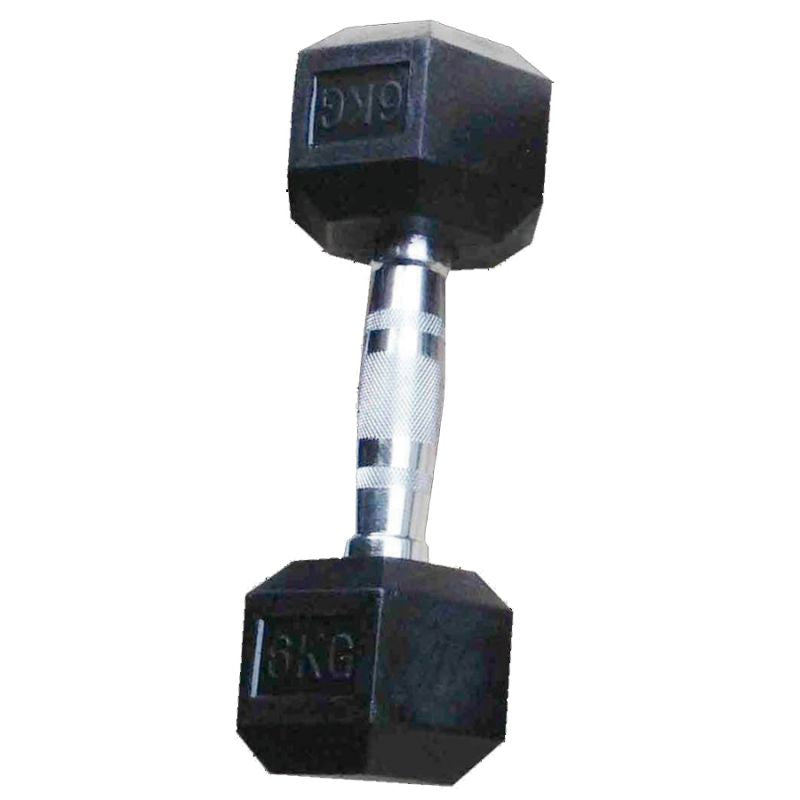 MANUBRIO GOMMATO ESAGONALE DA 6 KG CON MANIGLIA CROMATA