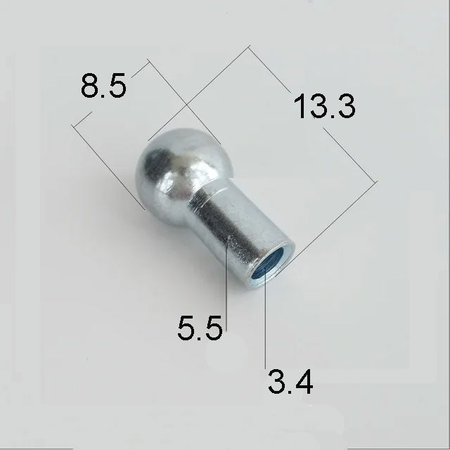 TERMINALE SFERA PALLA A PRESSARE CRIMPARE PER CAVO ACCIAIO - SFERA 8,5 MM - FORO 3,4 MM