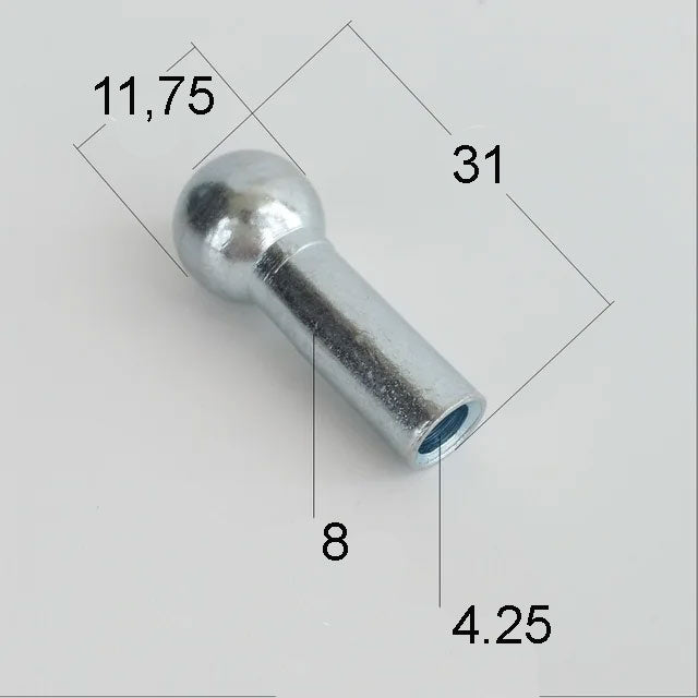 TERMINALE SFERA PALLA A PRESSARE CRIMPARE PER CAVO ACCIAIO - SFERA 11,7 MM - FORO 4,25 MM
