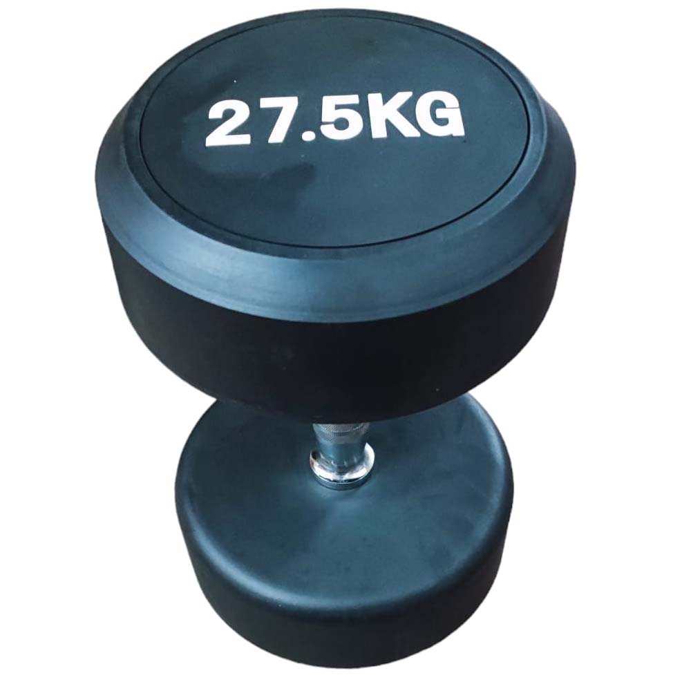 COPPIA MANUBRI  GOMMATI TONDI DA 27.5 KG CON MANIGLIA CROMATA