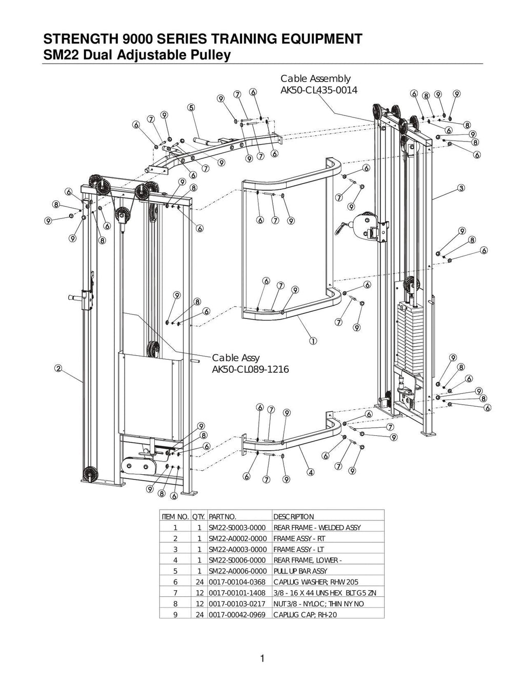 CAVO PER MACCHINE LIFEFITNESS - Cavo Assembly 1/8 Wire Cavo 3/16 Coated SM22 Life Fitness - OEM: 9239403