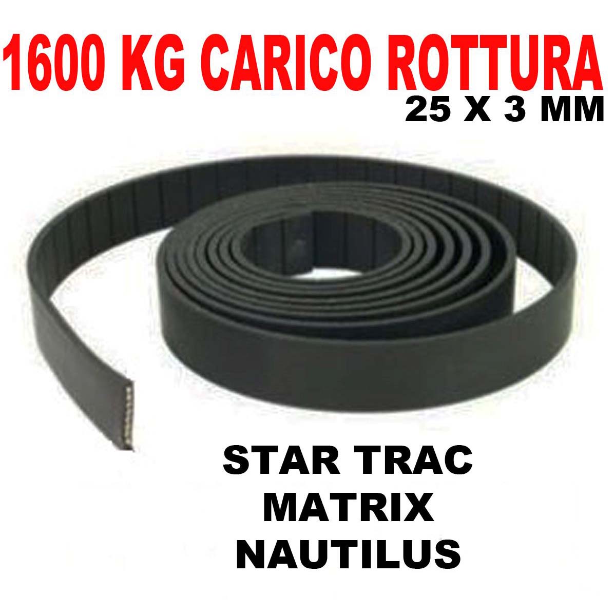 CINGHIA IN KEVLAR E ACCIAIO RICAMBIO ATTREZZI BELT PALESTRA BODY BUILDING  GYM 1600 KG.