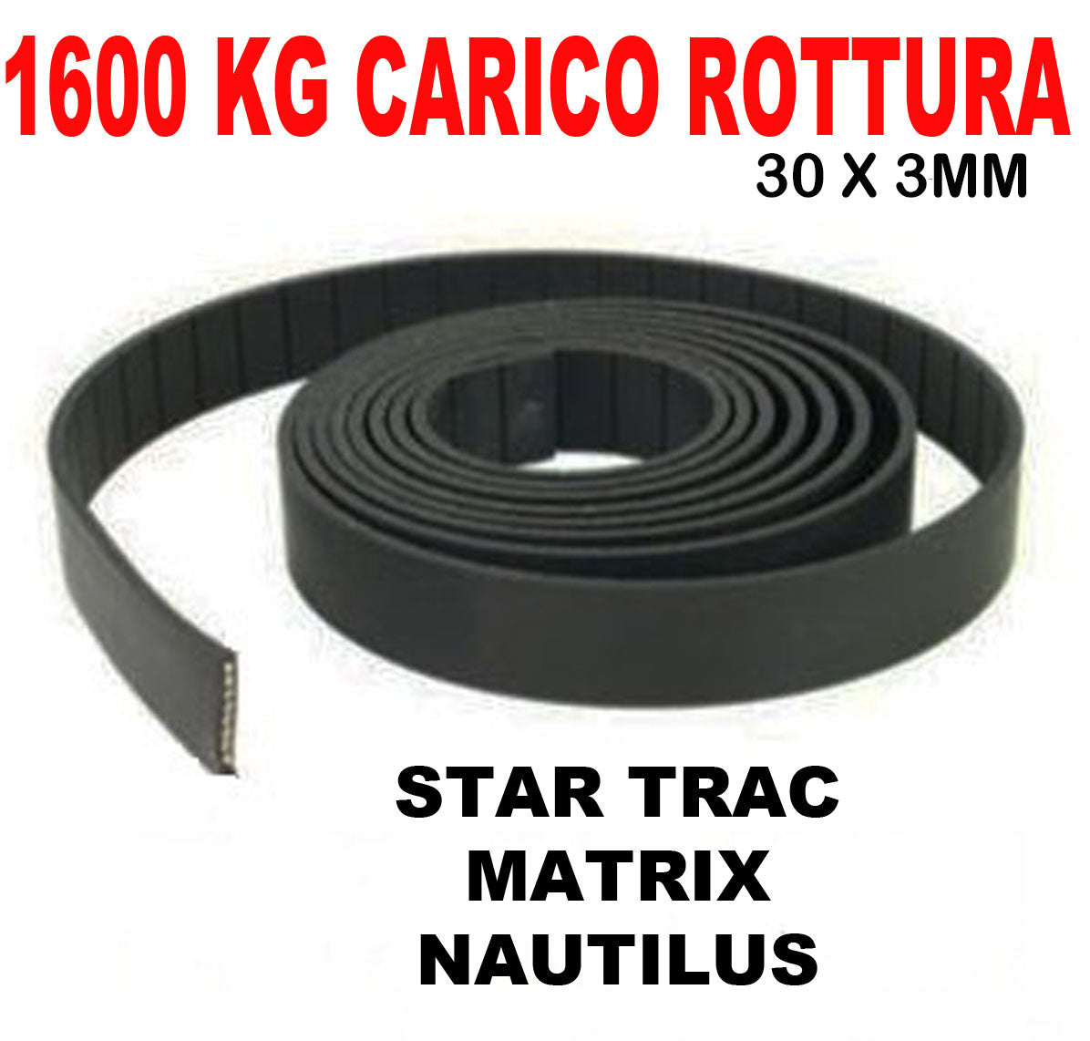 CINGHIA IN KEVLAR E ACCIAIO RICAMBIO ATTREZZI BELT PALESTRA BODY BUILDING  GYM 1600 KG.