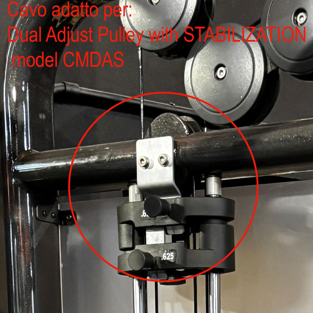 CAVO PER MACCHINE LIFEFITNESS - Cavo per Weight Stack, LifeFitness CMDAP, Serial# 0612001 - Up, Dual Adjust Pulley with Stabilization model CMDAS and Synergy360 model FXTT-VCC con Pull-Down Incremental Weights - OEM: 8946908