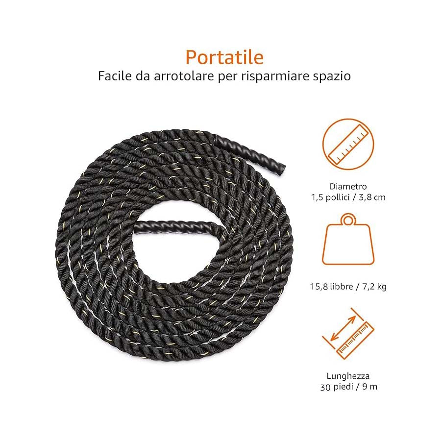 CORDA DA BATTAGLIA BATTLE ROPE POWER TRAININIG CROSSFIT 38MM*9M