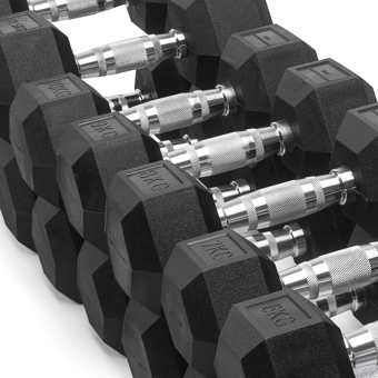 SET MANUBRI ESAGONALI GOMMATI DA 2.5 KG A 25KG