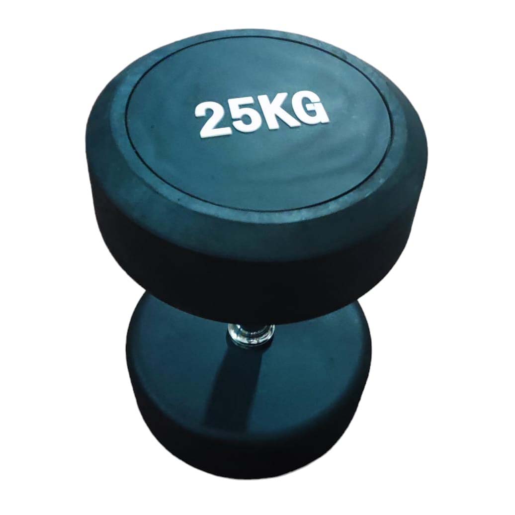 COPPIA MANUBRI GOMMATI TONDI DA 25 KG CON MANIGLIA CROMATA